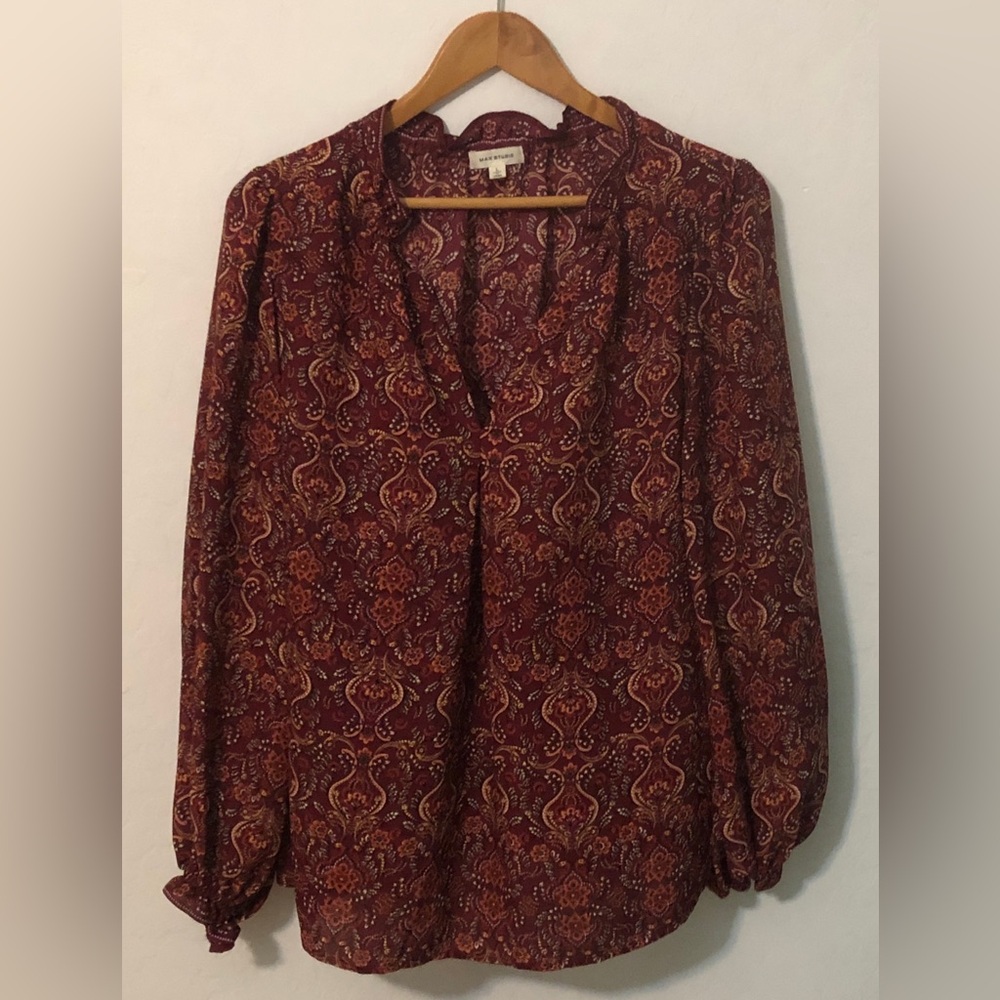 Max Studio Burgundy Paisley Blouse
